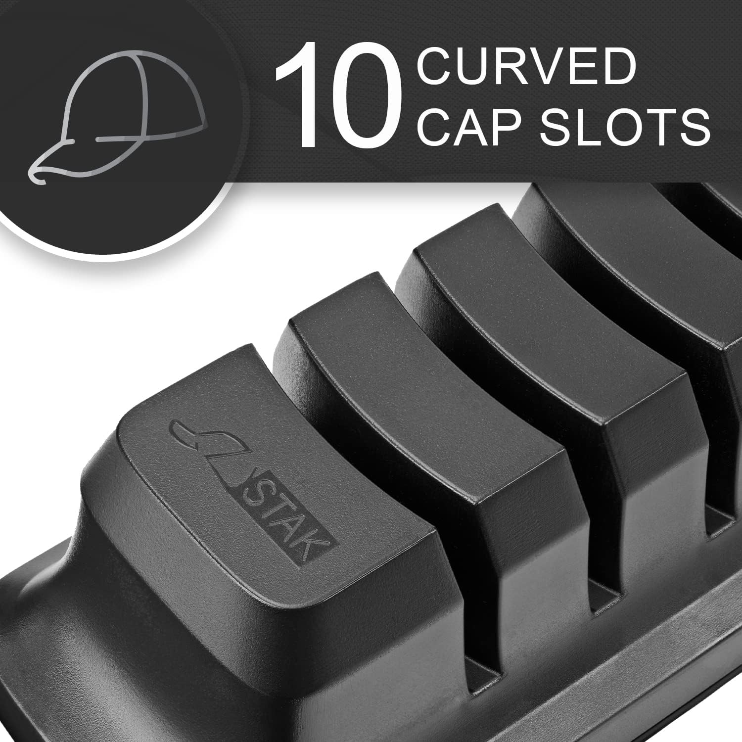 Hat Organizer for Baseball Caps - Hat Holder for 10 Baseball Caps - No Install Required Cap Rack Closet Organizer System Hat Racks for Baseball Caps (Black) - White image number 2