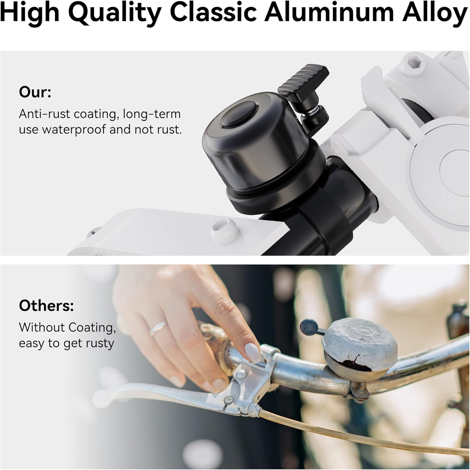 Classic Bike Bell for Apple Airtag, Airtag Holder Hidden in the Bell, Waterproof Aluminum Holder, Airtag Bike Mount, Fits 0.82 to 0.9 Inch Bicycle Handlebars, Loud Crisp Bicycle Bell for Airtag image number 5