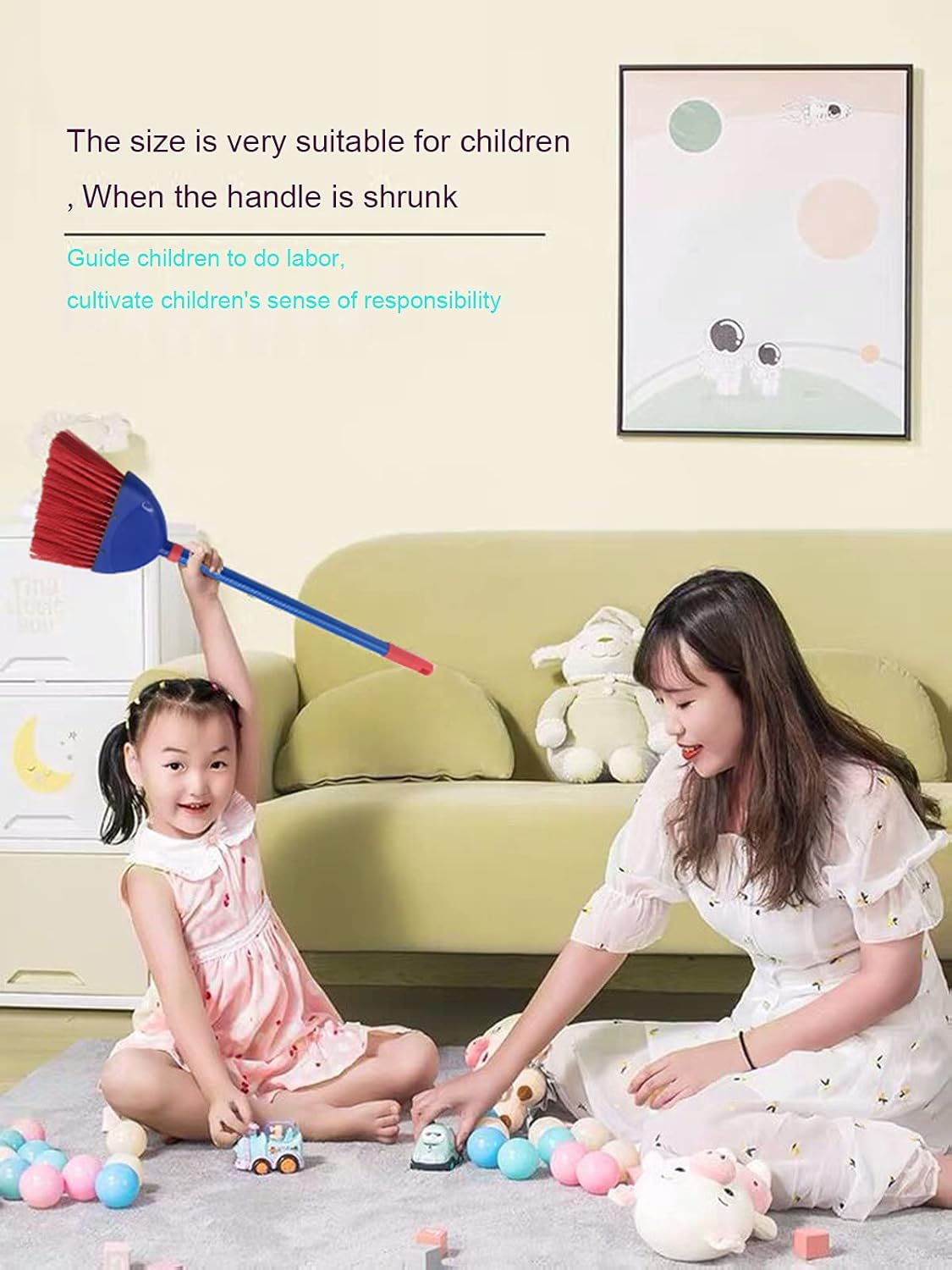 Bsmstone Small Broom-Indoor or Outdoor Portable Broom with Adjustable Handle, Cleaning Little Helper for Housekeeping,Office,Working Desk,Pet Nest