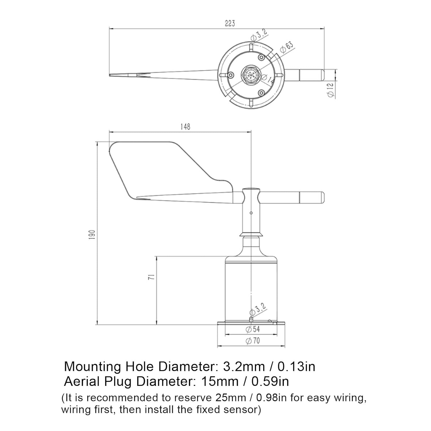 Directional 360&deg; Wind Direction Sensor, 9 30V, 4 20Ma, ABS Shell, for Meteorology, Environmental Monitoring, Aerospace image number 4