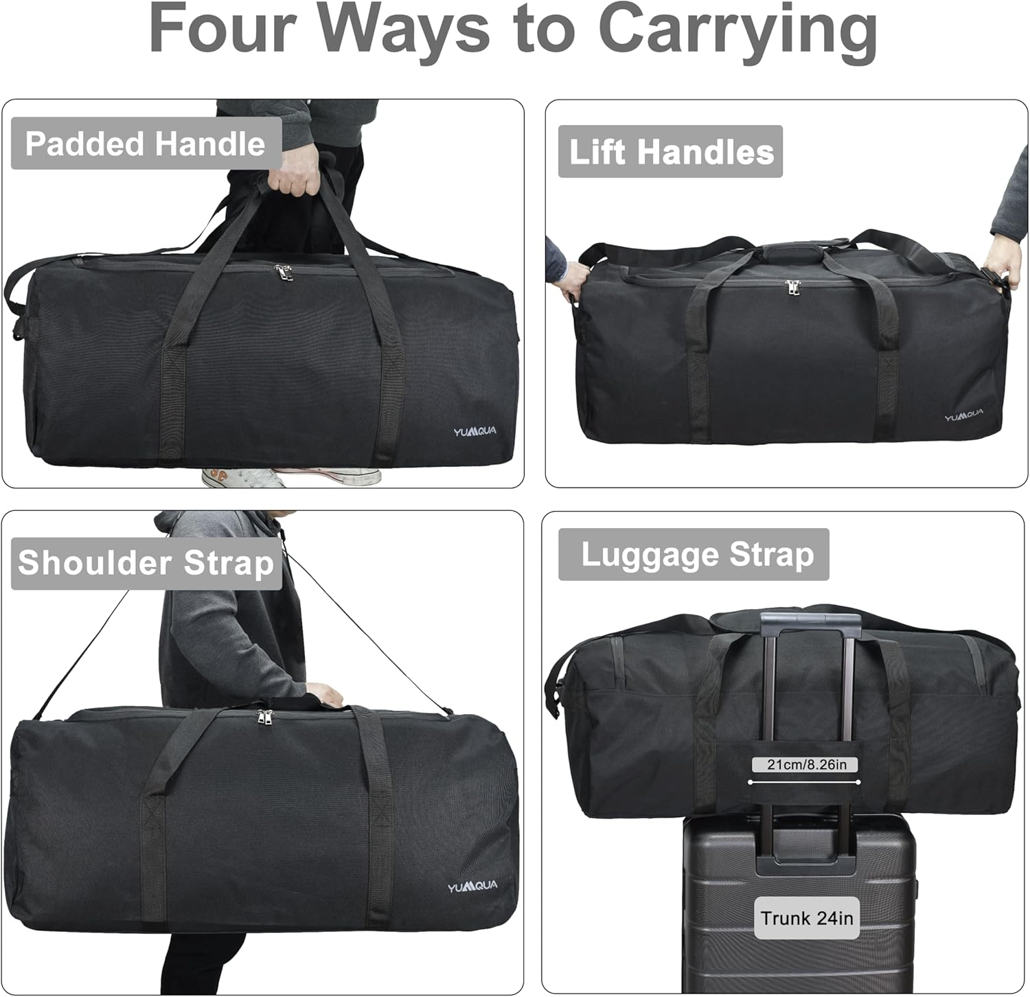 Extra Large Duffle Bag for Travel, 100L Duffle Bag for Men Large Duffel Bag Water & Tear Resistant Women Weekender Bag W/Shoulder Strap for House Moving Travel Essentials Camping Gear Storage, Black, - Gray image number 3