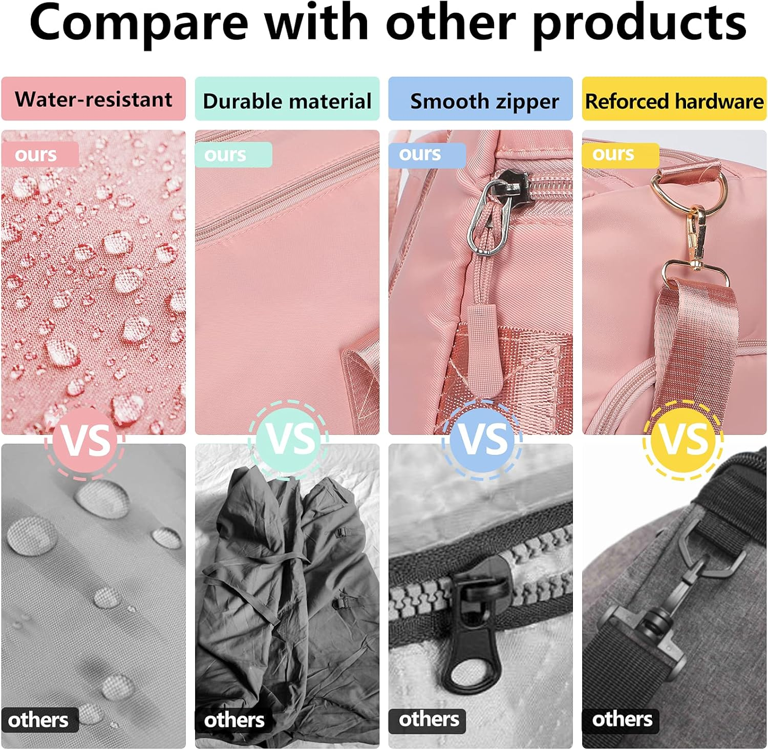 MABROUC Duffle Bag for Women, Sports Duffel Bag for Gym with Wet Pocket & Shoe Compartment, Overnight Weekender Travel Bag, Darkblue, Medium, Duffle Bag - Blue image number 3