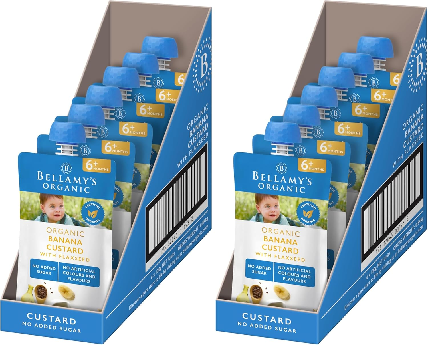 Bellamy'S Organic Banana Custard with Flaxseed 120 Grams, Baby Food, 6 Months +, Bulk (6 X 120 Grams) image number 3