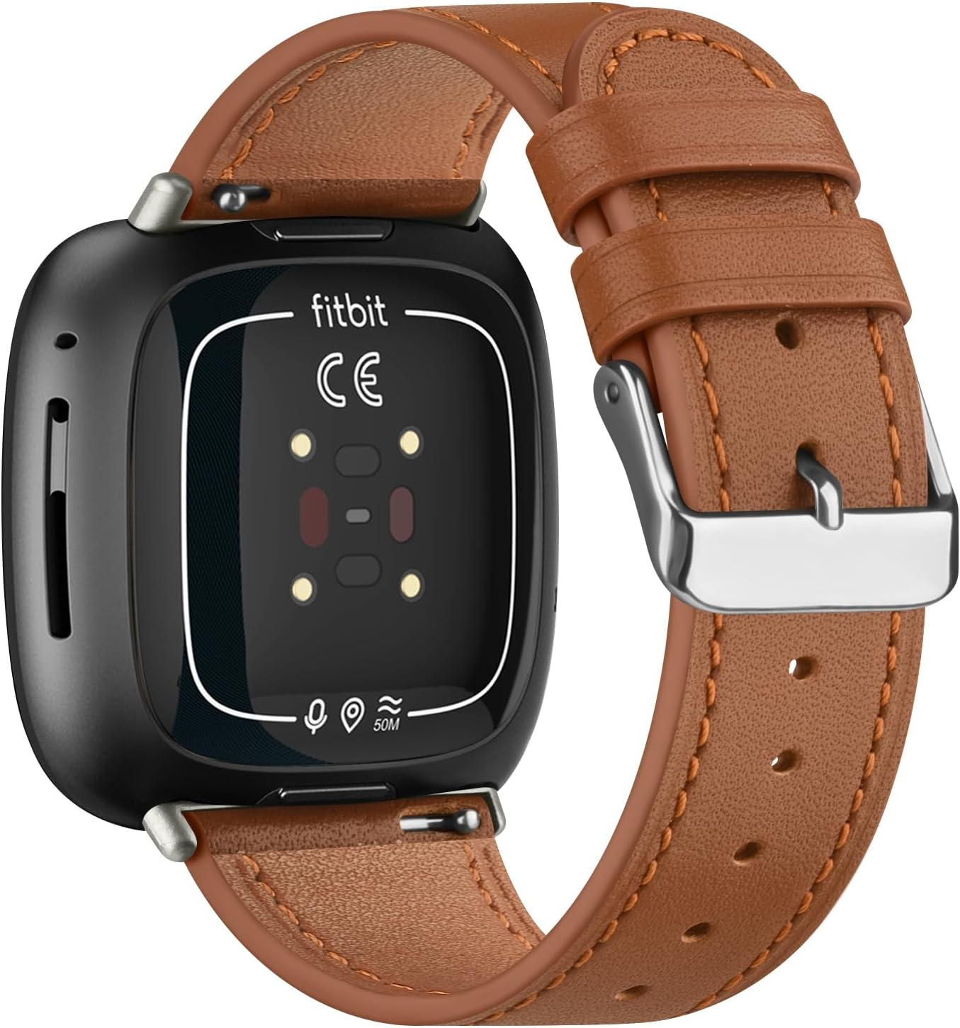 Leather Strap for Fitbit Versa 4 Band&Sense 2 Band, for Men Women, Soft Adjustable Sport Leather Replacement Straps for Fitbit Versa 4/3 / Sense 1/2 image number 2