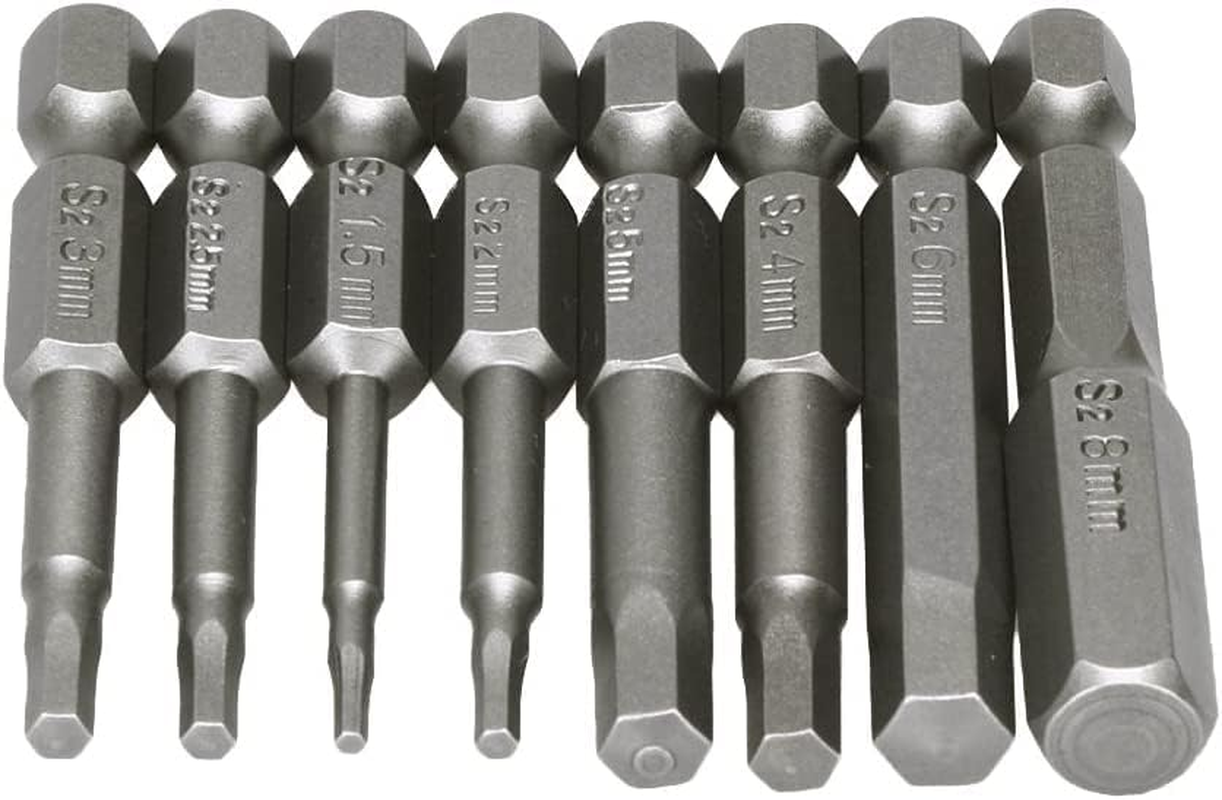 Bestgle 8 Pcs Magnetic Screwdriver Drill Bit Set H1.5-H8 Inner Hexagon Head Allen Wrench Bits with 1/4 Inch Hex Shank, 50Mm Length image number 3