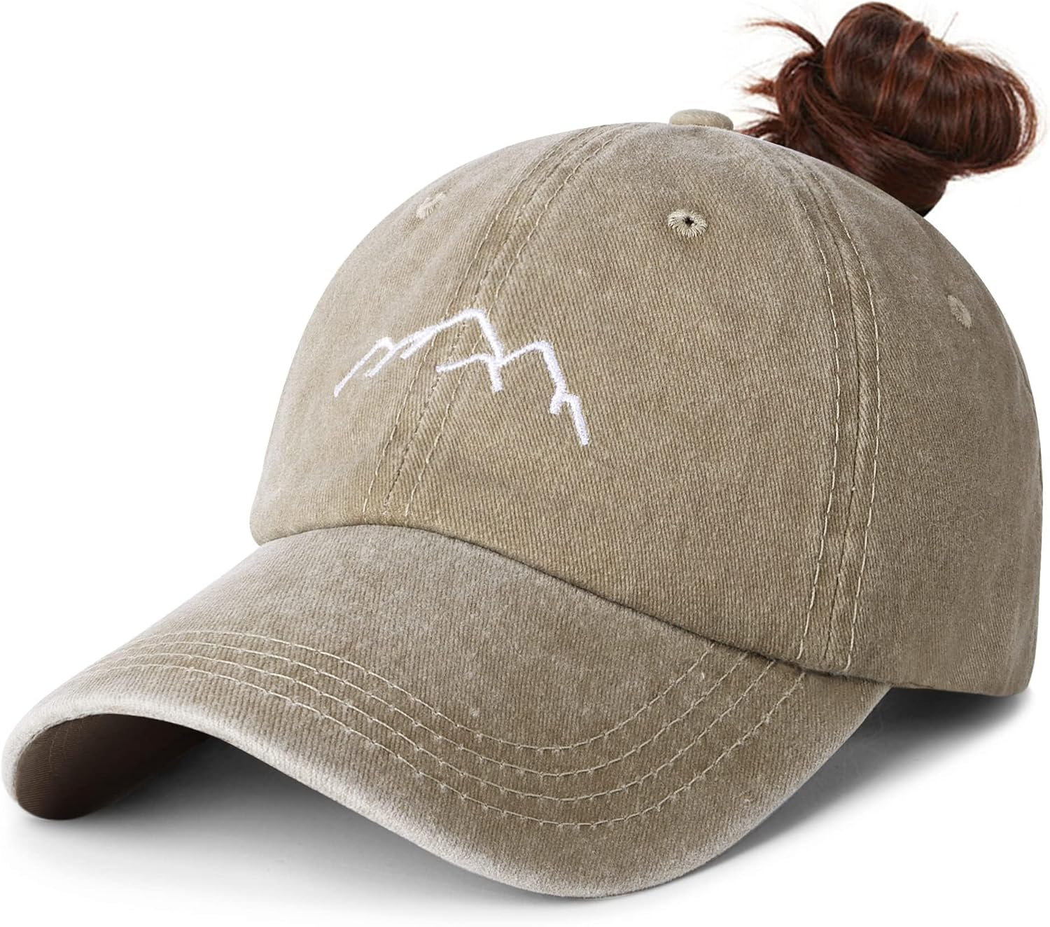 Ponytail Baseball Cap for Women &ndash; Adjustable, Breathable Cotton, Sun Protection, High Ponytail Hole, Vintage Washed Style &ndash; Comfortable & Stylish Activewear Hat