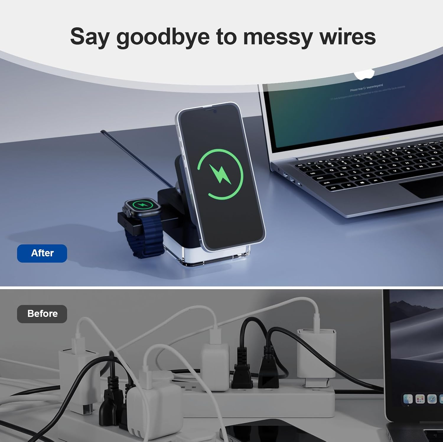 4 in 1 Magnetic Wireless Charging Station,Wireless Charger Stand with Night-Lamp,3-In-1 Charger Dock for Iphone 16/15/14/13 Pro Max,Apple Watch, Airpods & Multiple Devices image number 6