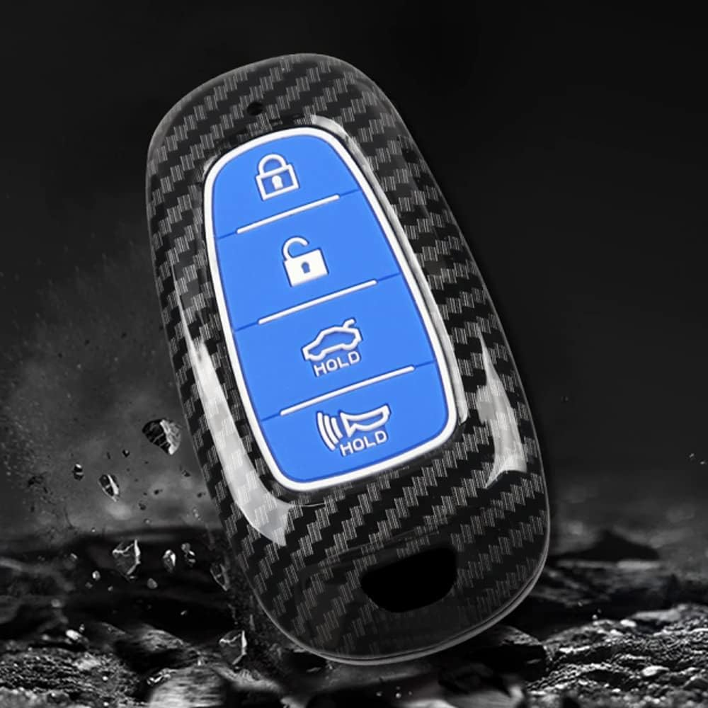Ontto Plastic Car Key Fob Cover Fit for Hyundai Tucson Sonata DN8 NX4 Ioniq 5 Nexo New Santa Fe Grandeur Azera 2019 2020 2021 2022 Keyring Accessories Remote Key Holder Keychain 6 Buttons Black image number 3