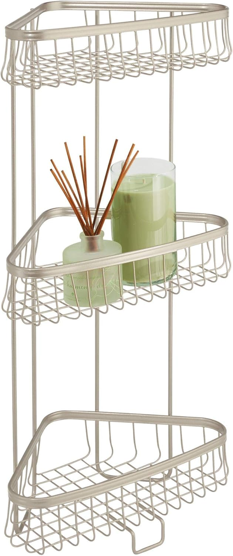 Interdesign York Lyra Free Standing Bathroom or Shower Corner Storage Shelves for Towels, Soap, Shampoo, Lotion, Accessories - 3 Tier, Satin image number 4