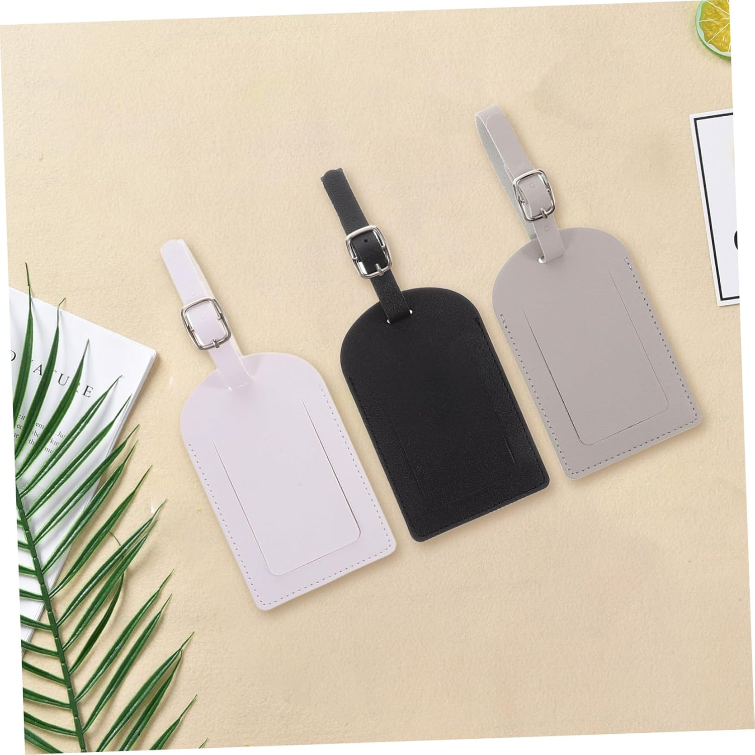 VANZACK 3Pcs Replacement Luggage Tags Pu Leather Privacy Protected Travel Suitcase Baggage Id Labels Classic Airplane Boarding Pass Design image number 3