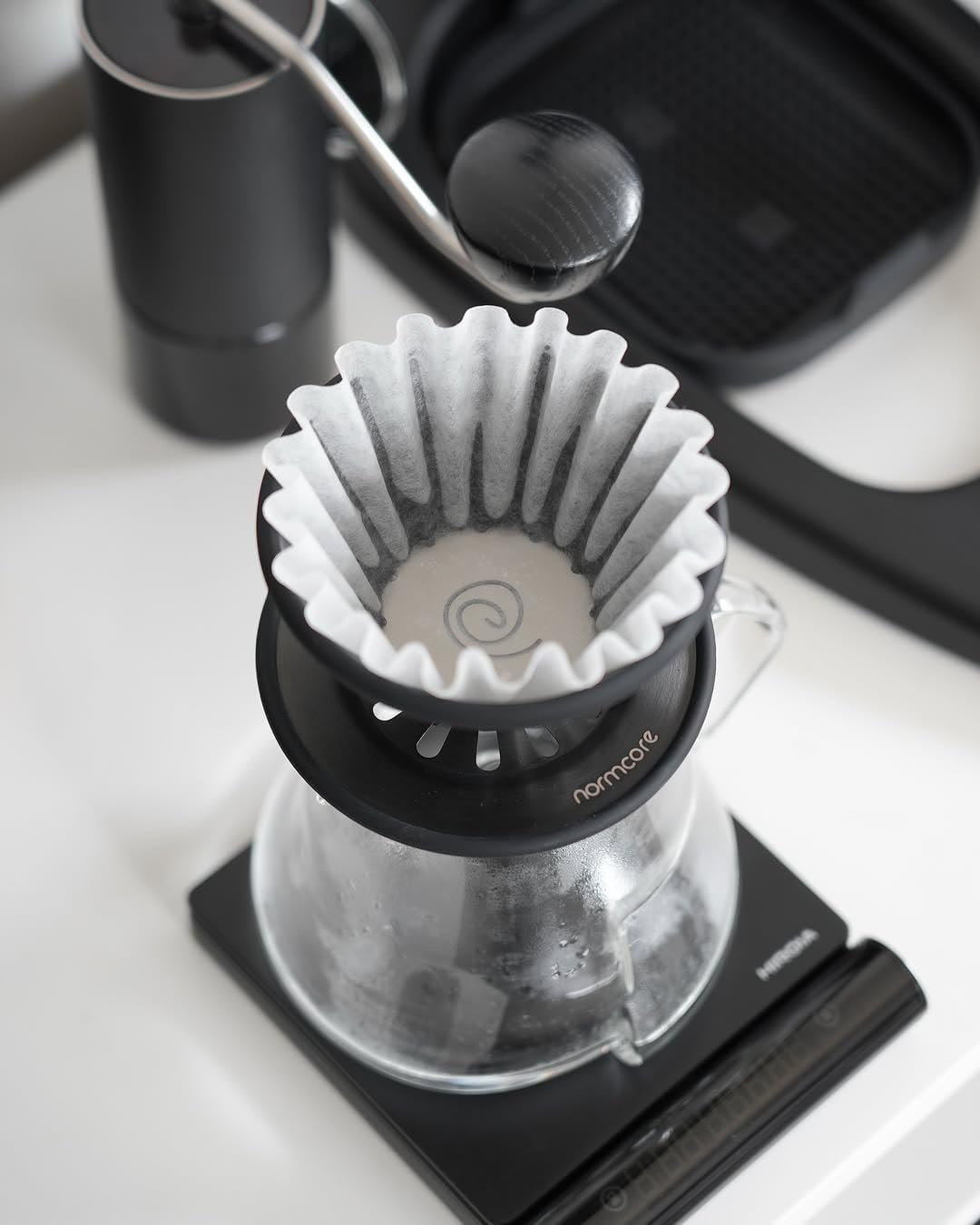 Normcore 2-In-1 Pour over Coffee Dripper, Brews 1-2 Cups Coffee Brewer, Use V60 and Wave Filter Paper Brewer, Titanium Coated 304 Stainless Steel, Black image number 5