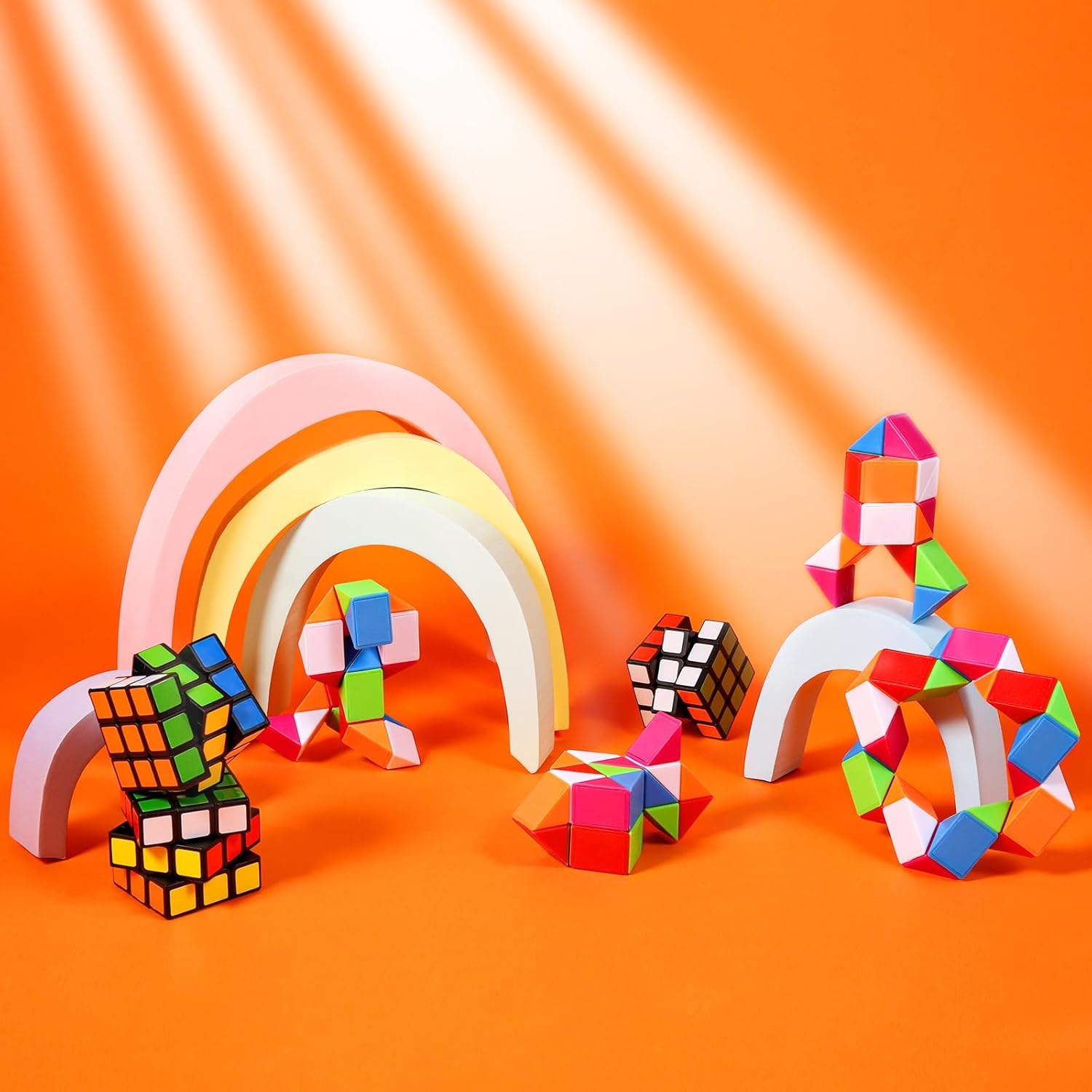 24 Pcs Mini Cubes Bulk, Puzzle Cube & Fidget Snake Cube Party Favors, 1.18In 3&times;3&times;3 Cube Set, Stress Relief Toys, Birthday Party Gifts, School Rewards Classroom Prize, Stocking Stuffers for Kids image number 5