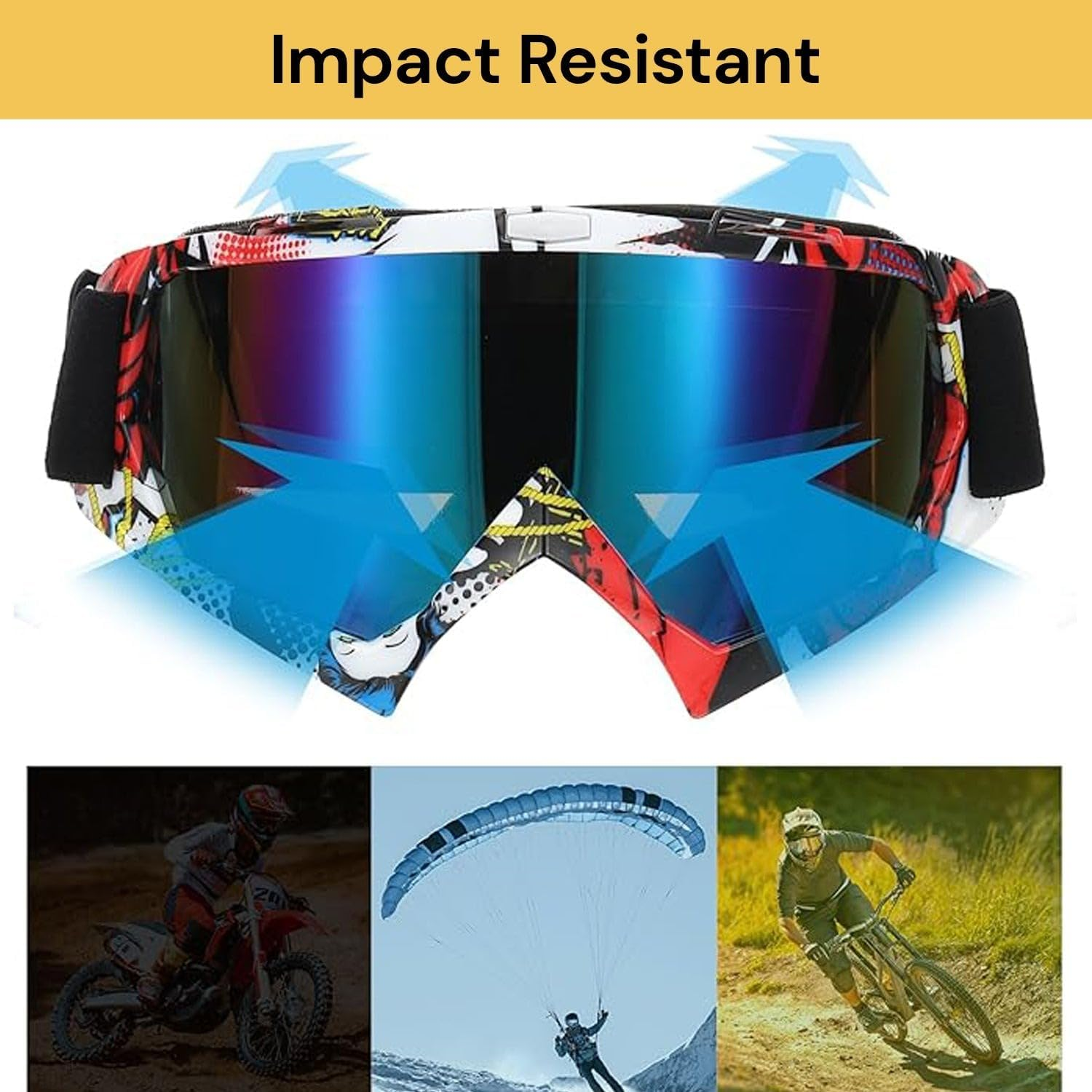 EZONEDEAL ATV Goggles Dirt Bike Goggles Motorcycle Motocross Goggles for Men Women, Bike Riding Goggles, anti UV Dustproof anti Fog Racing Skiing Goggles, Offroad Riding Goggles image number 1