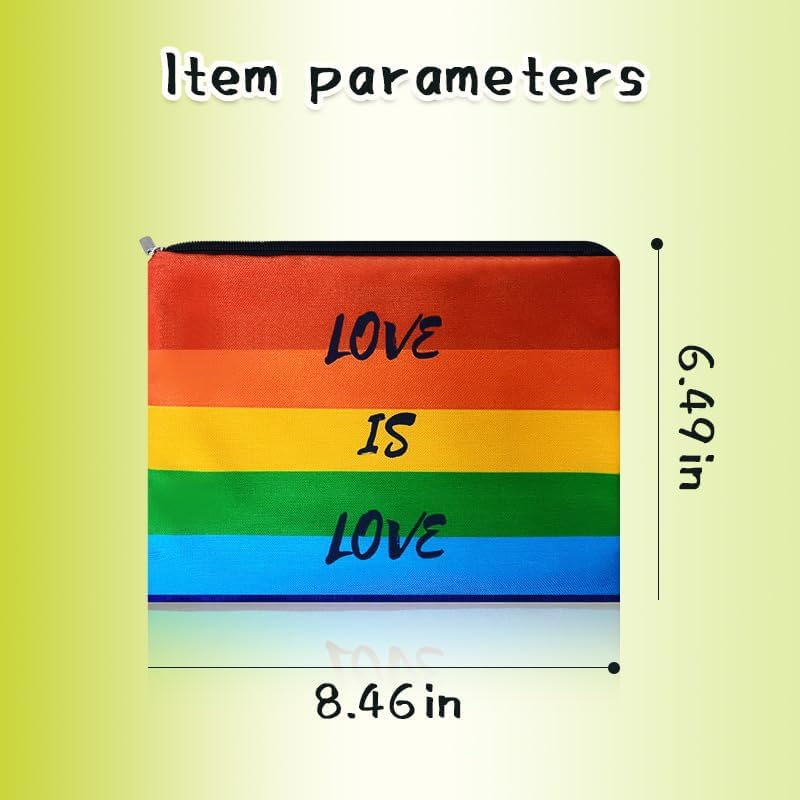 Rainbow Pride Makeup Bag for Women Men LGBQT Colorful Canvas Cosmetic Bag for Couple Friend Gay Anniversary Birthday Gifts for Boyfriend Girlfriend Sister Brother Colorful Pride Gift Bags image number 5