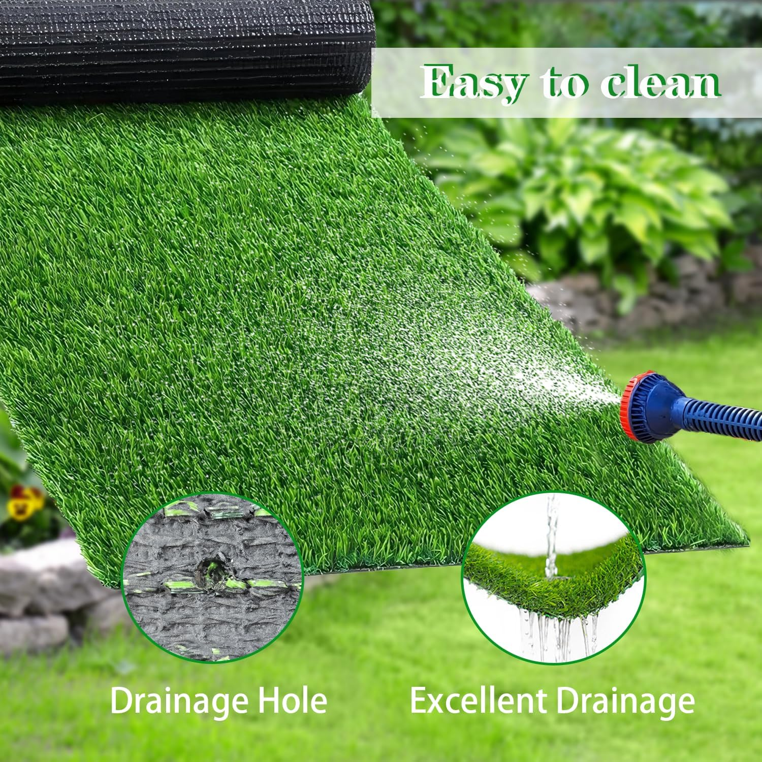 WUTUSENT 120X80Cm 30Mm Artificial Grass, 3Cm Thickness Professional Dog Grass Mat, Potty Training Rug and Replacement Turf Outdoor Rug Patio Lawn Decoration, Easy to Clean with Drainage Holes image number 3