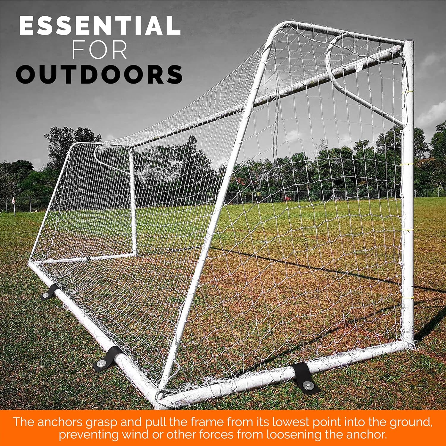 Trampoline Anchors High Wind Heavy Duty 12" Set of 4/6/8 with Straps, Drill Bit - Trampoline Anchor Kit - Trampoline Stakes Anchors High Wind - Ground Anchors - Trampoline Wind Stakes - Ground Stakes image number 6