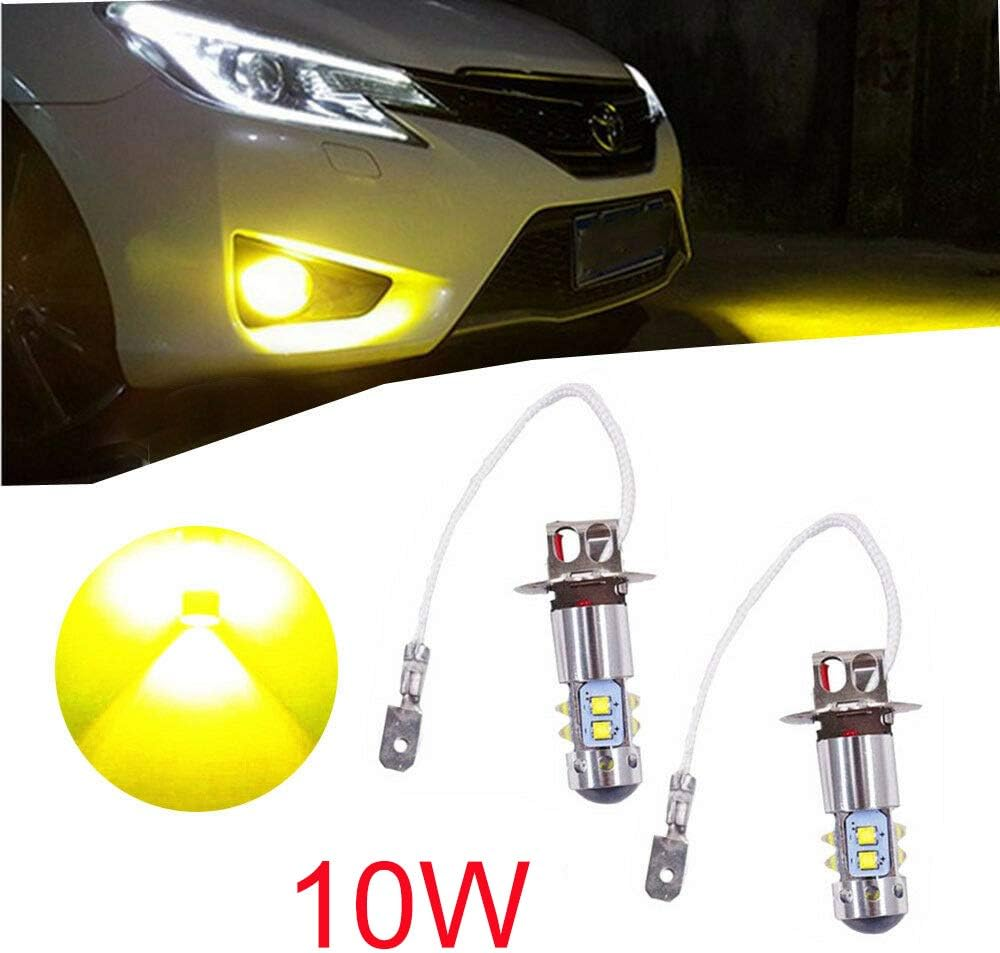 Baceyong Automotive LED Bulbs, 2PCS 10W H3 Fog Light Bulbs, 3000K Replacement Bulbs, Used for Headlights, Fog Lights, Daytime Running Lights, Yellow image number 1