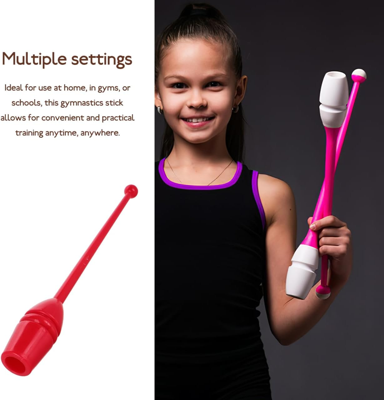 Gymnastics Stick for Rhythmic Training - Red PP Gym Equipment for Adults and Kids Ideal for Home School and Fitness image number 6