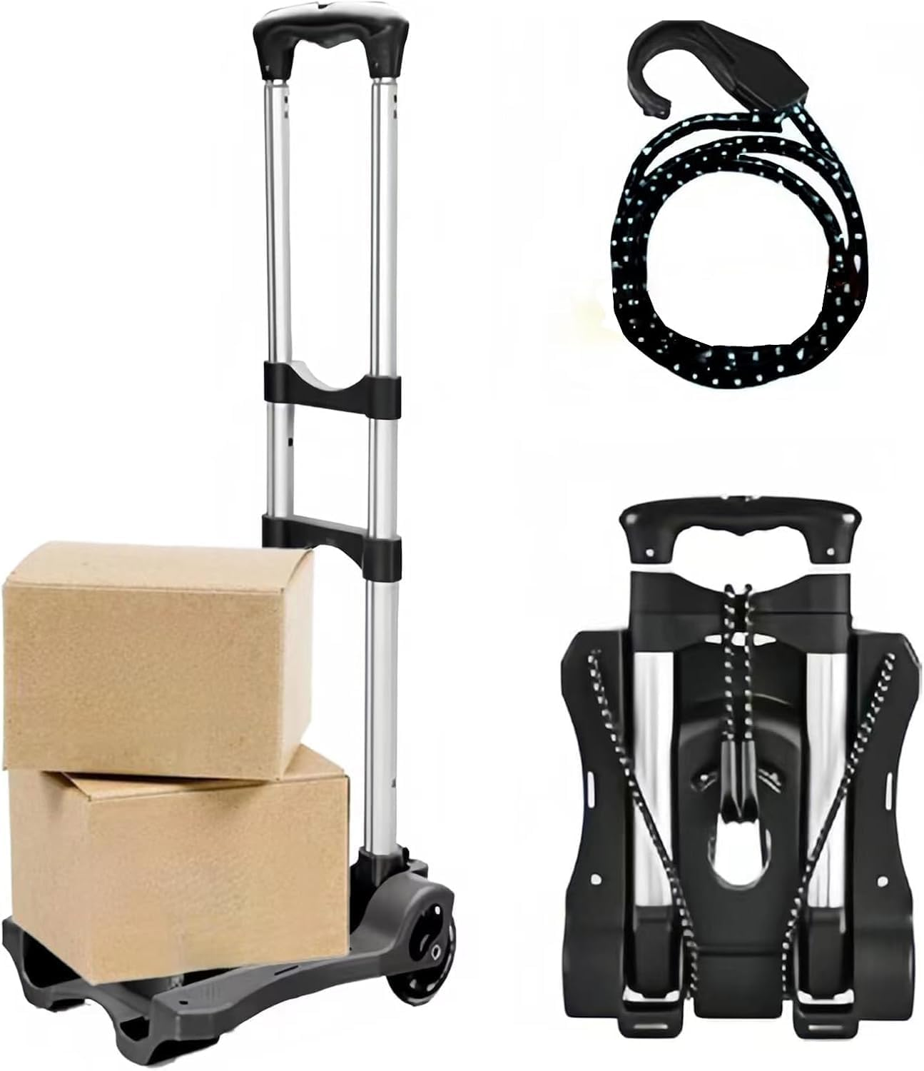 LELYFIT Folding Hand Truck, 88Lb/40Kg Heavy Duty Luggage Cart with 2 Wheels, Compact Trolley Portable Luggage Cart for Home Office Shopping Travel Use, Light Weight and Easy to Carry image number 4