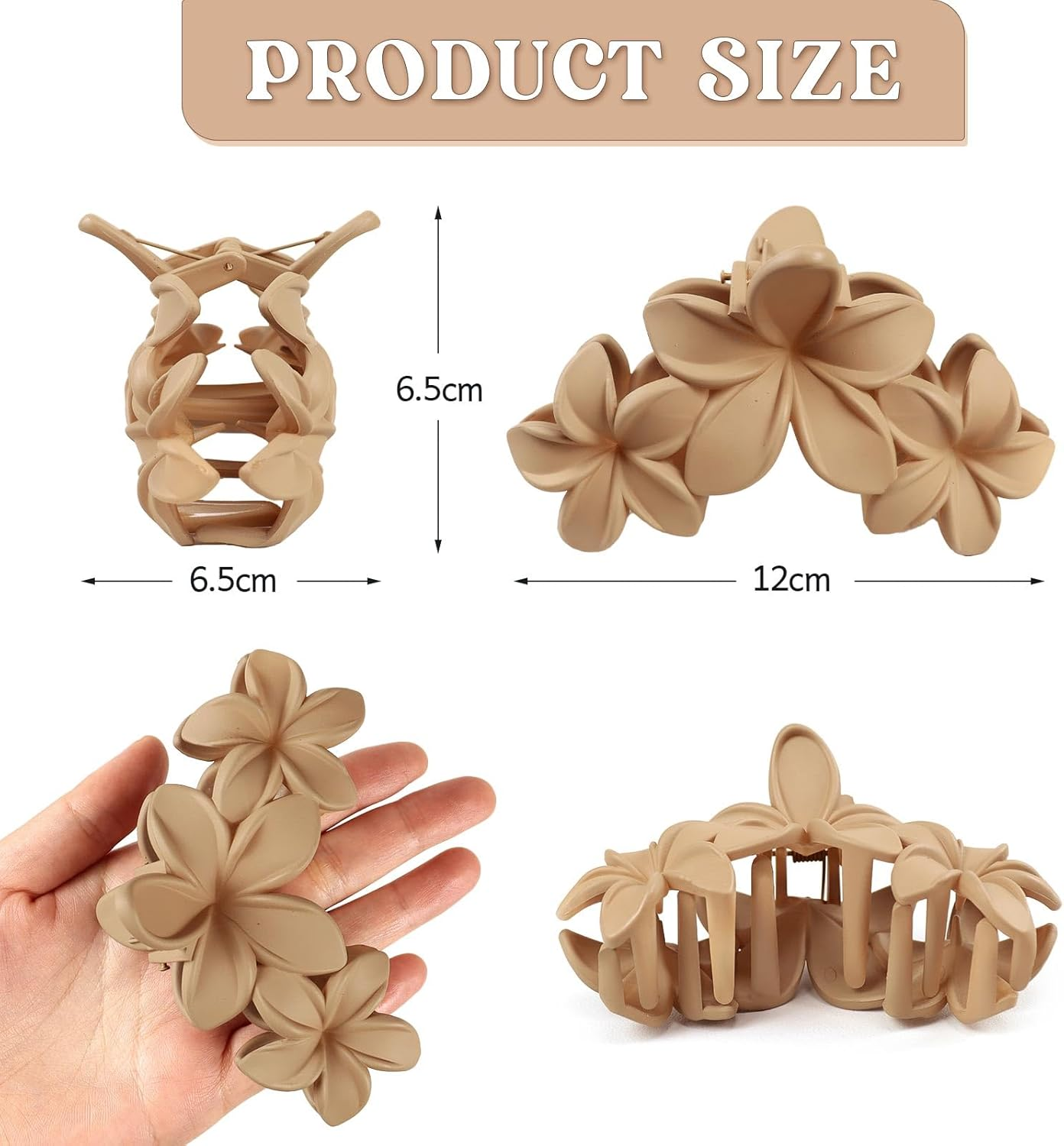 PROPOG Flower Hair Clip Large Pack of 8 Hair Clip Flower for Thick Thin Hair Non-Slip Flower Hair Clip Women'S Elegant Hair Accessories for Women Girls image number 3