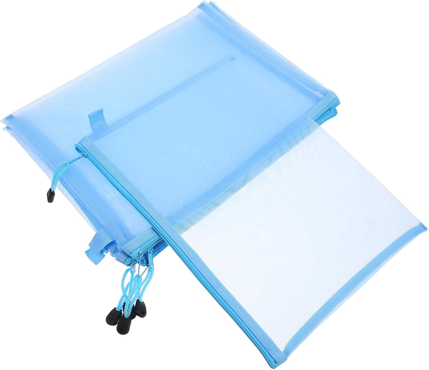 SOIMISS 5Pcs Nylon Zipper Pouches Clear Document File Organizer Large Capacity Stationery Bag for School Office Home Travel Wear-Resistant Visible Storage Bags image number 2