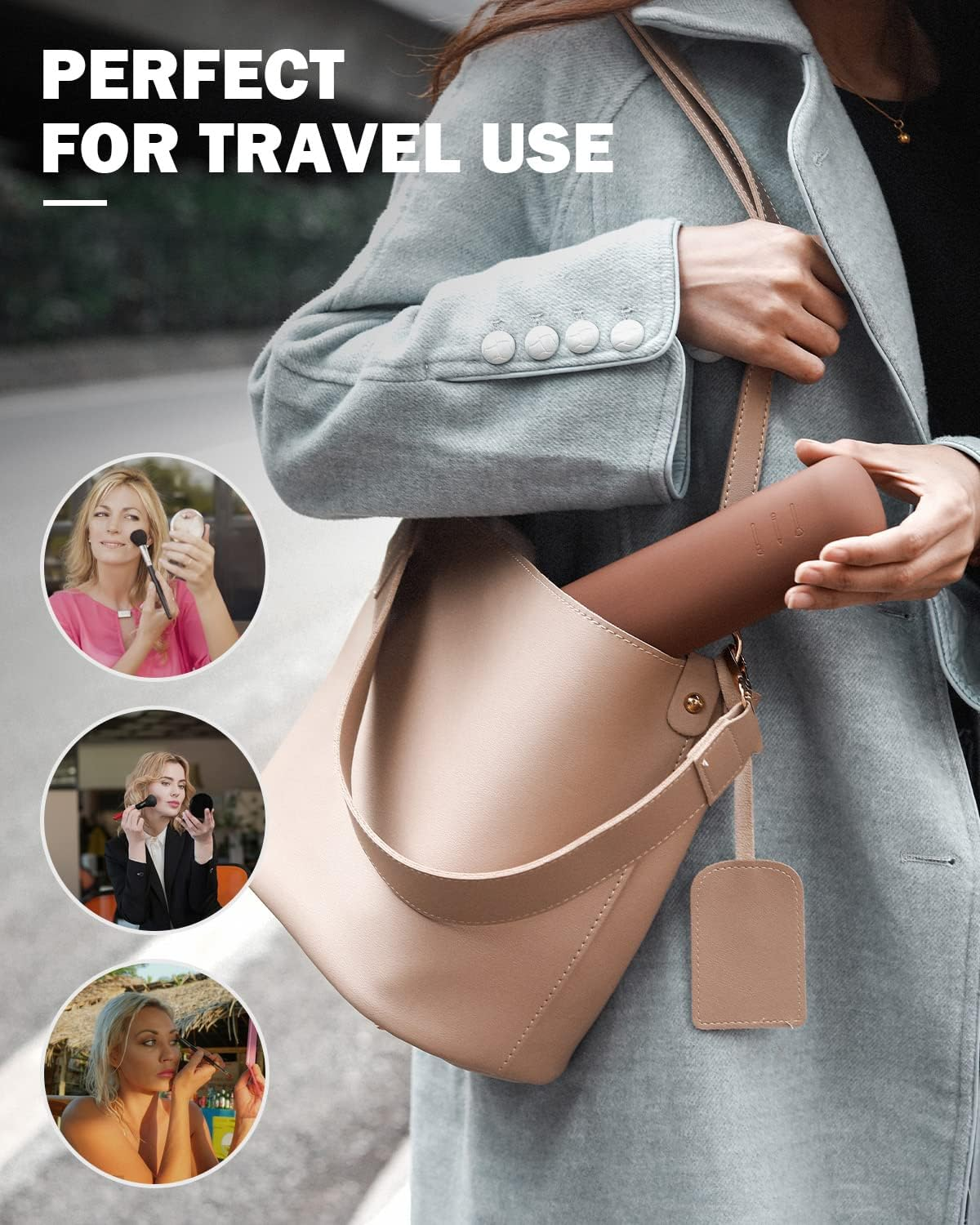 BEZOX Silicone Makeup Brush Holder with Magnet Closure - Trendy Rubber Make up Brushes Case &ndash; Portable Cosmetic Brush Pouch for Travel - Brown image number 6