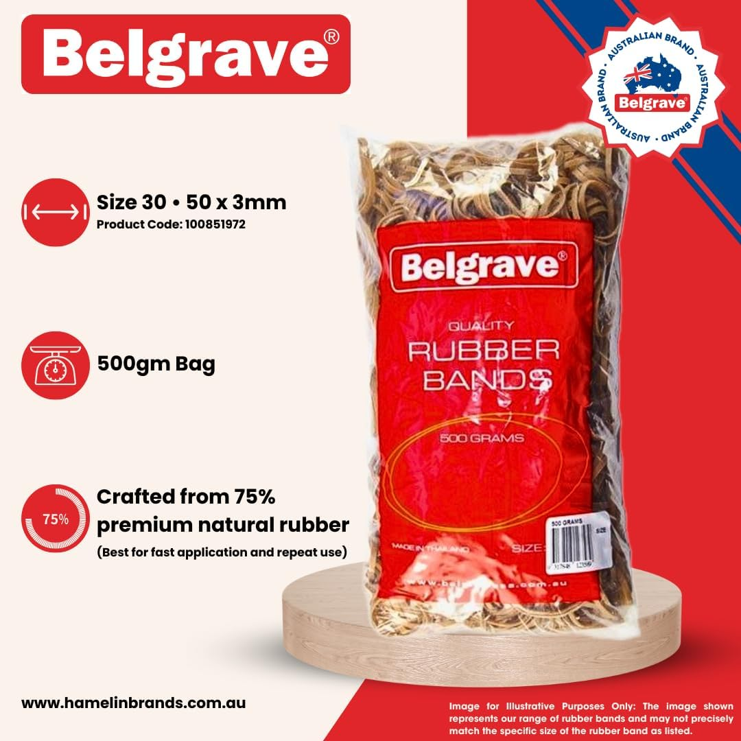 Belgrave Rubber Bands Size 30 50Mm X 3Mm 500Gm Bag [Item No. 100851972] image number 4