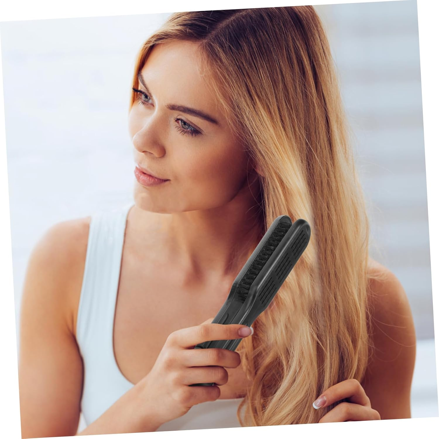 DONFAMDS Hair Straightening Comb Double Sided Static Hair Styling Brush Ergonomic Portable Design for Easy Use for Home Travel Hair Straightening Tool image number 1