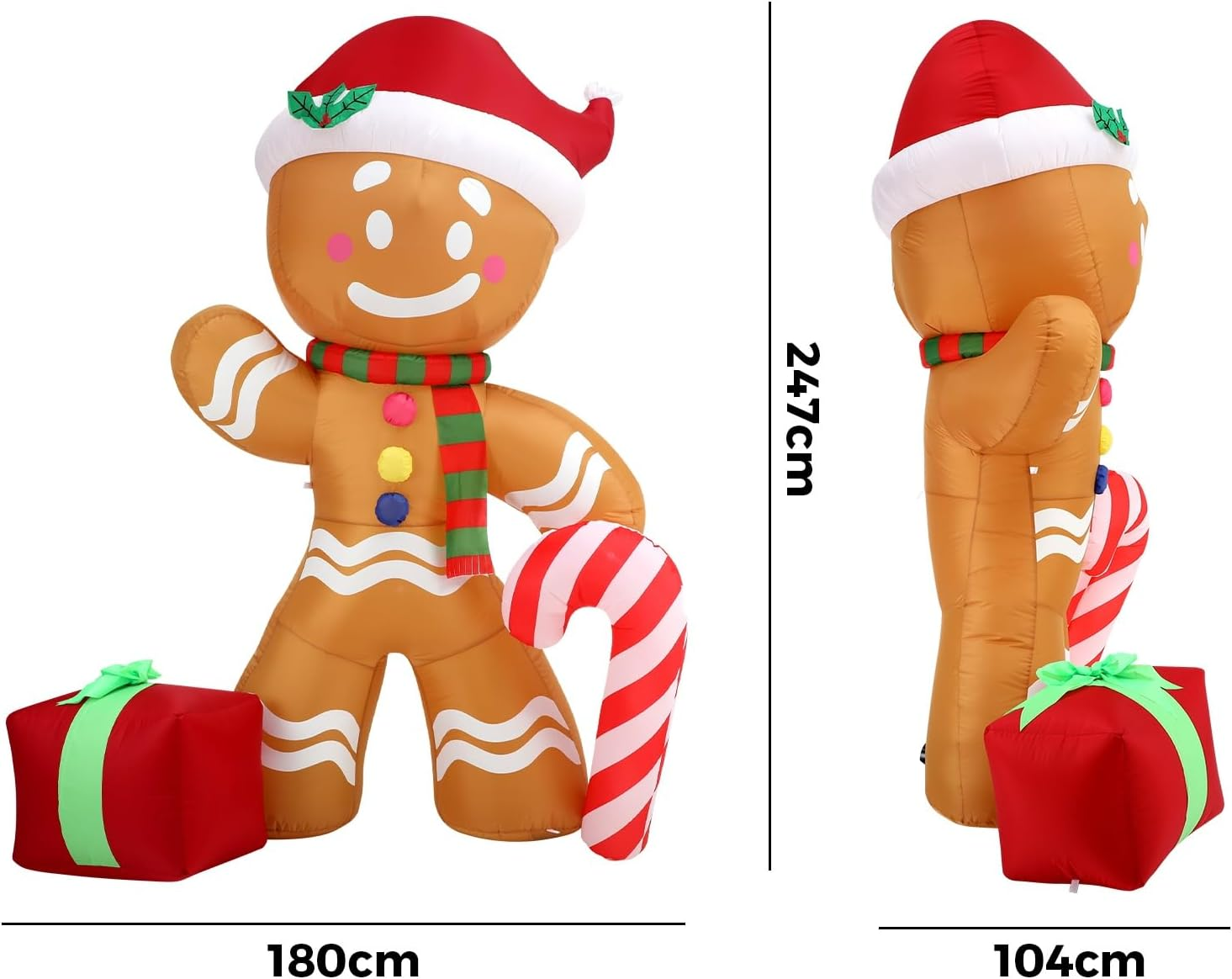 Tinseltown 2.4M Christmas Inflatable Gingerbread Man LED Lights Outdoor Indoor Decoration image number 5
