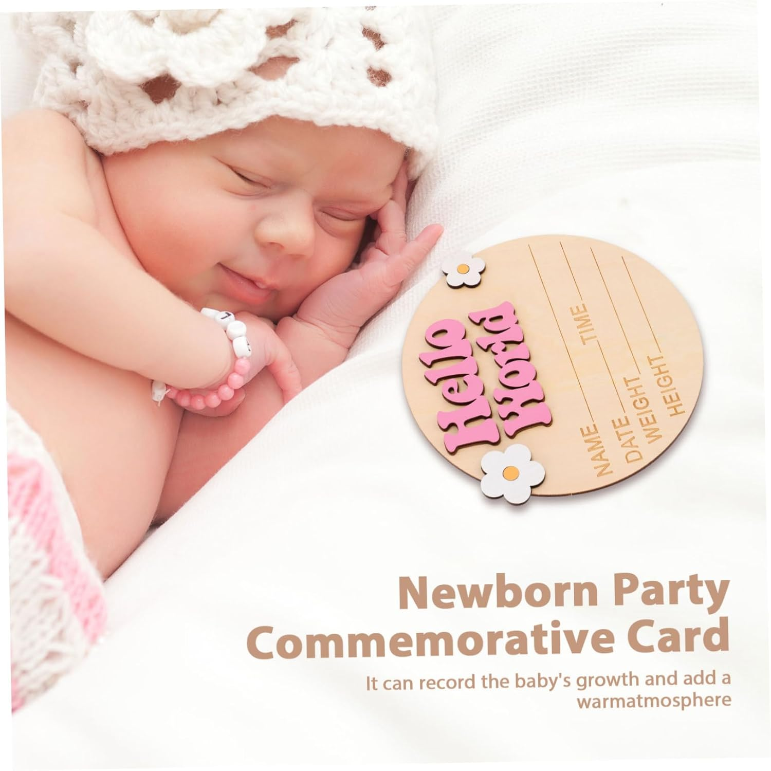Yardwe Welcome Sign Milestone Announcement Board for Newborn Nursery Decor Name Plaque for Showers Parties Celebrating Growth - Multi image number 5