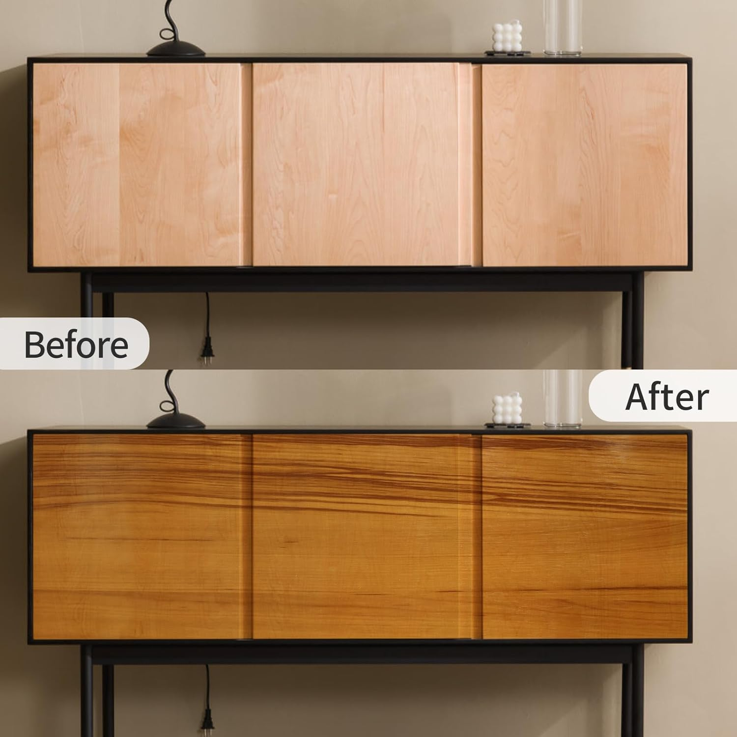 Wood Grain Contact Paper, Self Adhesive Waterproof Peel and Stick Cabinet Sticker, 40Cm Width anti Moisture Removable Wallpaper for Wardrobe, Shelves (Wood 10M) image number 5