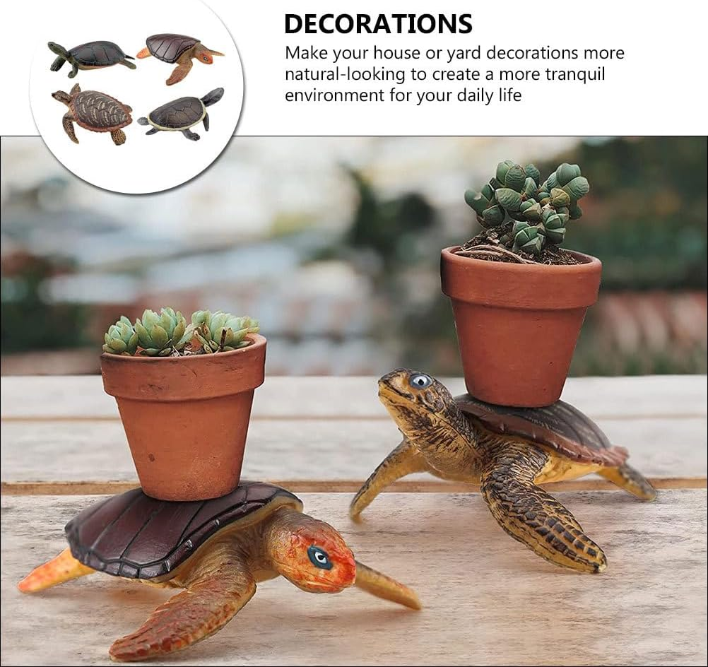 ERINGOGO Lifelike Turtle Model Toys 2.3 Inch Plastic Tortoise Figurines for Desktop Garden Party Favors and Home Decoration image number 5