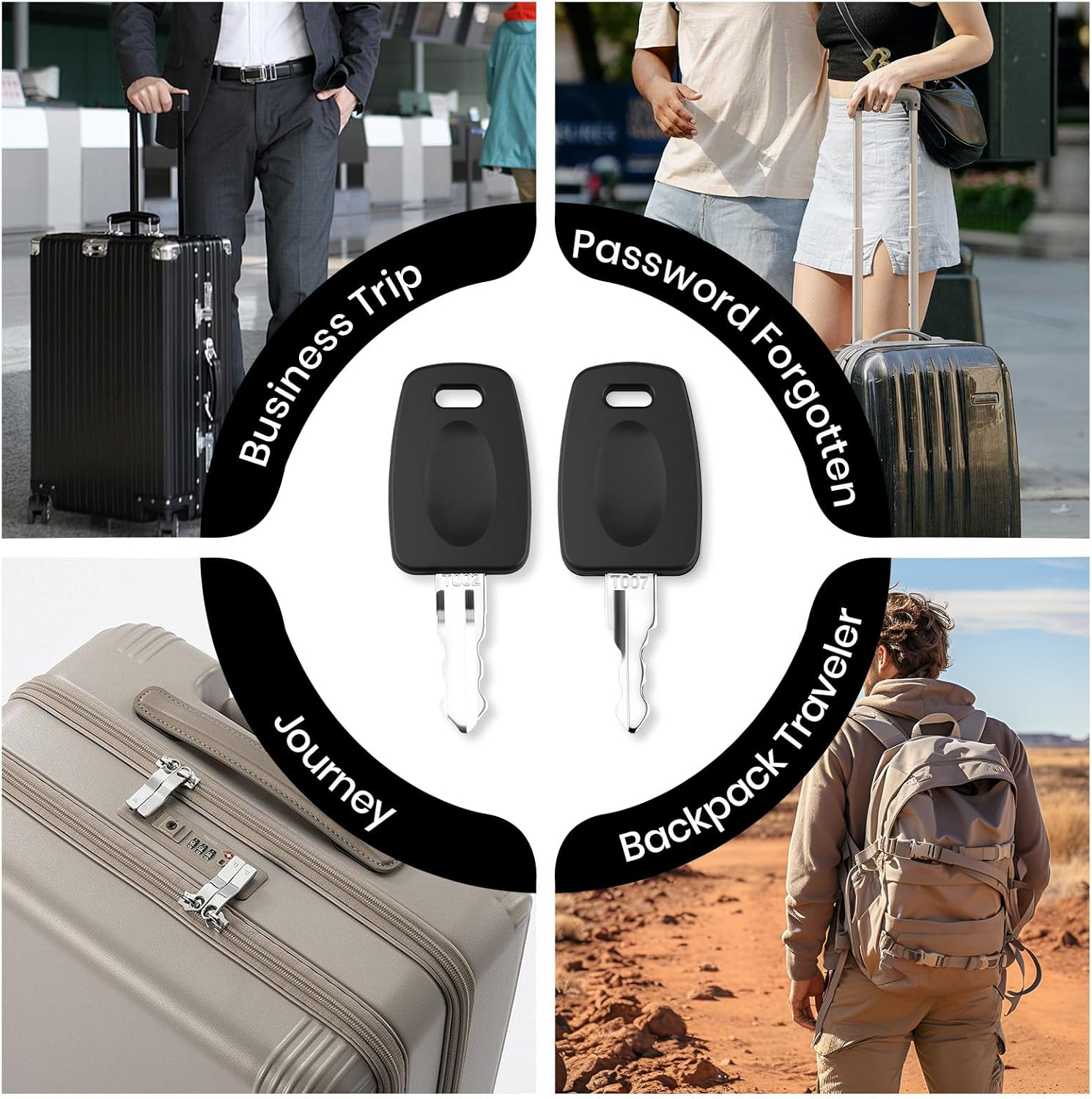 2 Pcs TSA002 TSA007 Master Key, Universal Luggage Lock Keys with Key Rings, Travel Accessories for TSA Approved Suitcase Locks Emergency Unlocking Tool for Backpacks & Baggage image number 6