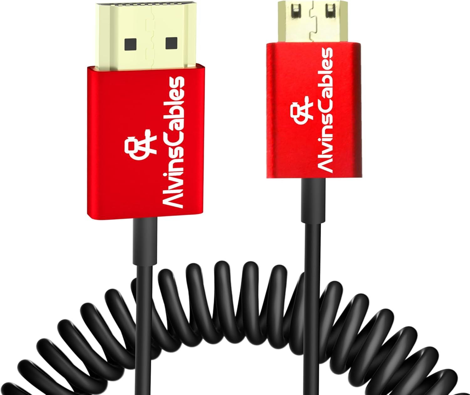 Alvin'S Cables 8K High Speed Mini HDMI to HDMI Coiled Cable, Aluminum 8K@60Hz 4K@240Hz HDMI 2.1, Compatible with Camera, Camcorder, Tablet and Graphics/Video Card, Laptop, Projector image number 4