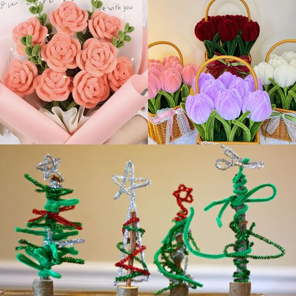 1100Pcs Pipe Cleaners, NIANAN 37 Assorted Colors Chenille Stems 12In Long Pipe Cleaners for Crafts Colored Art and Craft Supplies for DIY Art Creative Crafts Decorations image number 5