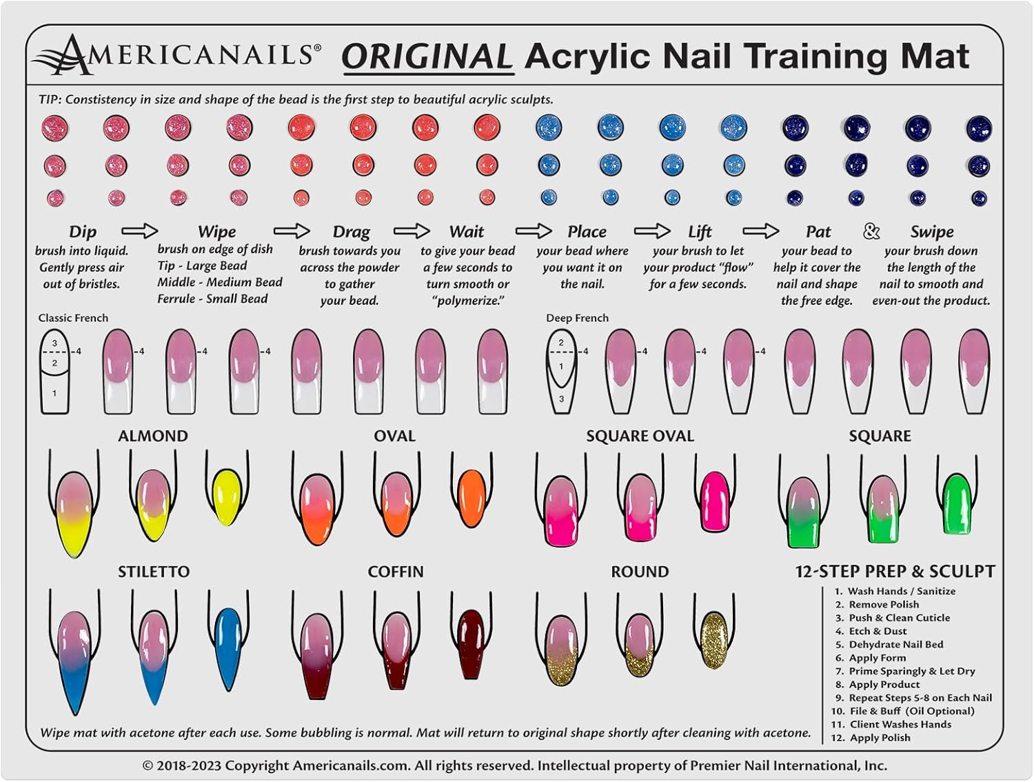 Americanails Acrylic Nail Training Mat - Silicone Trainer Sheet for Application Practice, Flexible Roll up Pad Template for Fingernails, Learn How to Apply Acrylic Nails image number 4