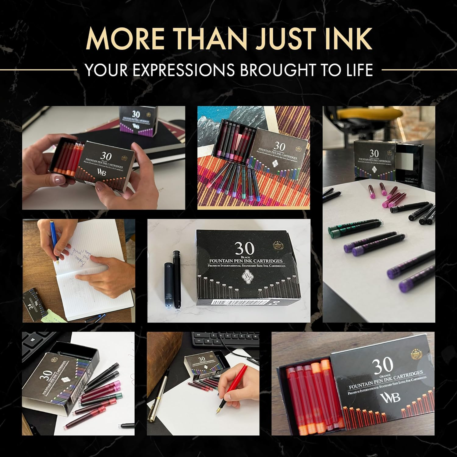 Wordsworth & Black Fountain Pen Ink Refills - Set of 15 Black - 15 Blue Ink Cartridges - International Standard Size - Length APPR 5.2 Cm - Base Diameter APPR 0.6 Cm - Disposable and Generic image number 6