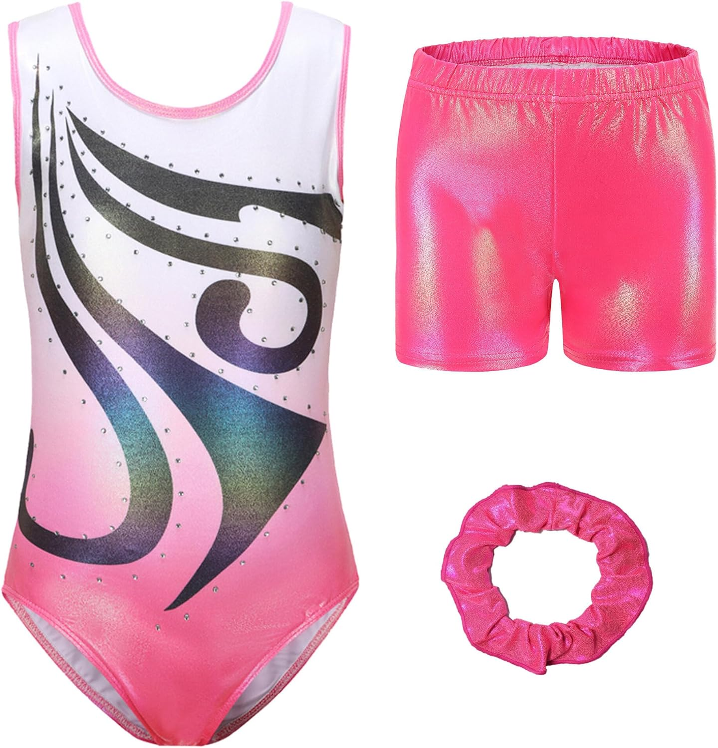 KEOYA Gymnastics Leotard for Kids Girls Athletic Dance Leotards Sparkle Toddler Gymnastics Bodysuit Ballet Dance Wear