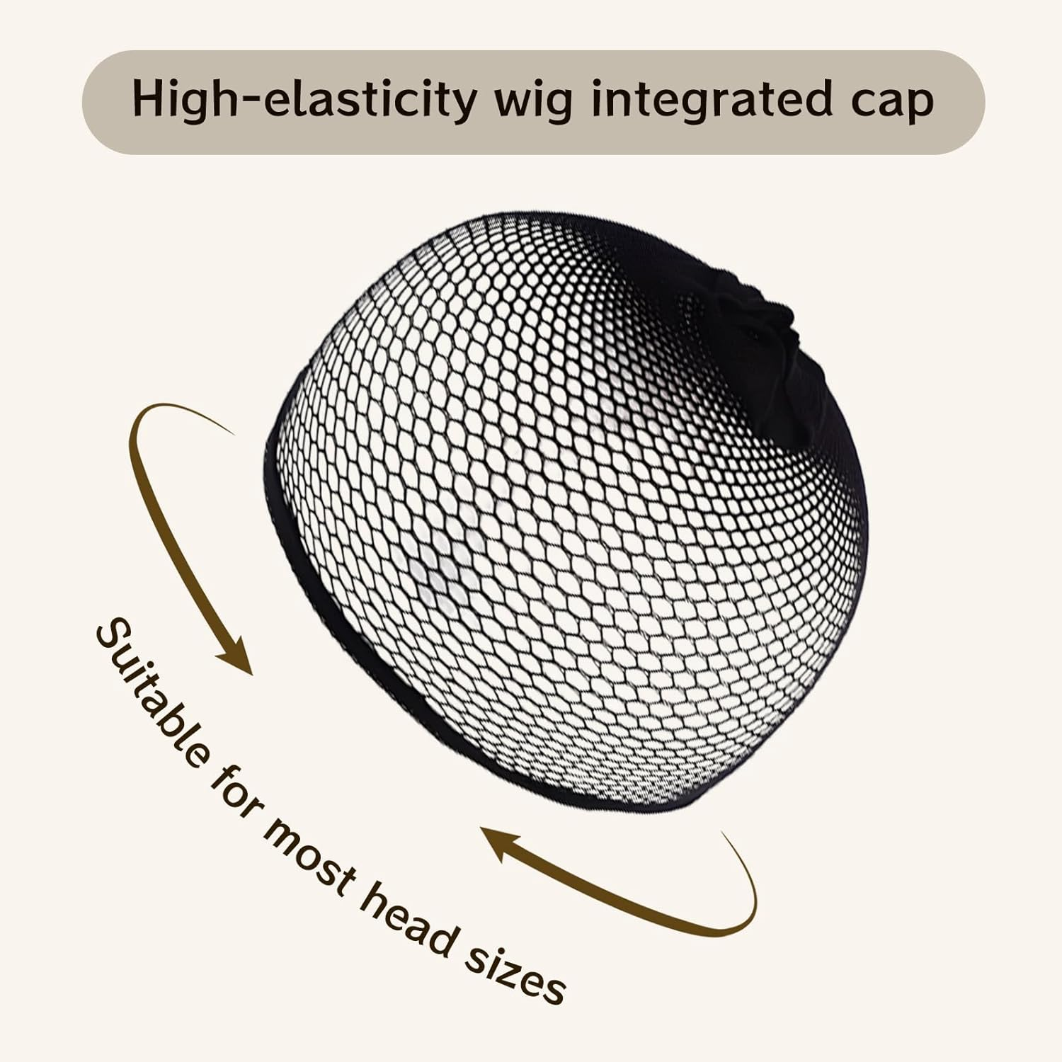 6 Pcs Fishnet Wig Cap,Elastic Mesh Net Wig Caps,Stocking Wig Caps Stretchy Nylon Wig Cap for Long Thick Hair (Black) image number 1