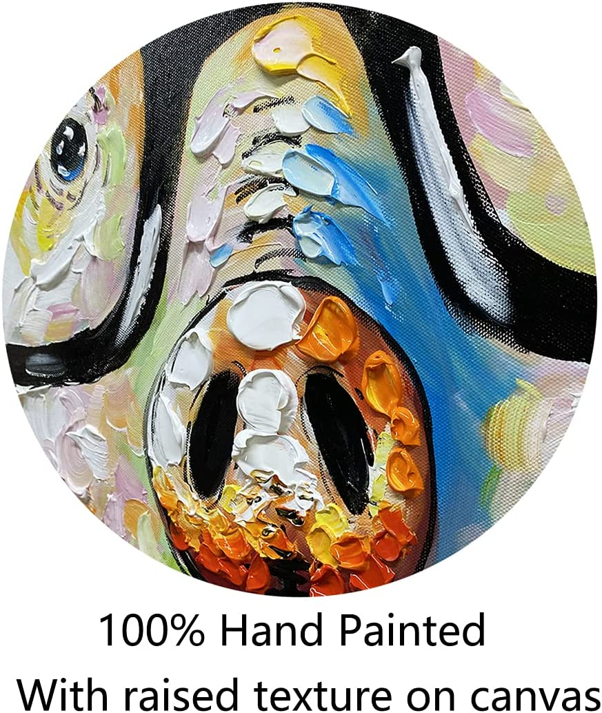 Muzagroo Art Cut Pig with Glasses Paintings for Living Room Hand Painted Oil Paintings with Raised Texture on Canvas Wall Art Stretched Ready to Hang (24X24Inches) image number 5