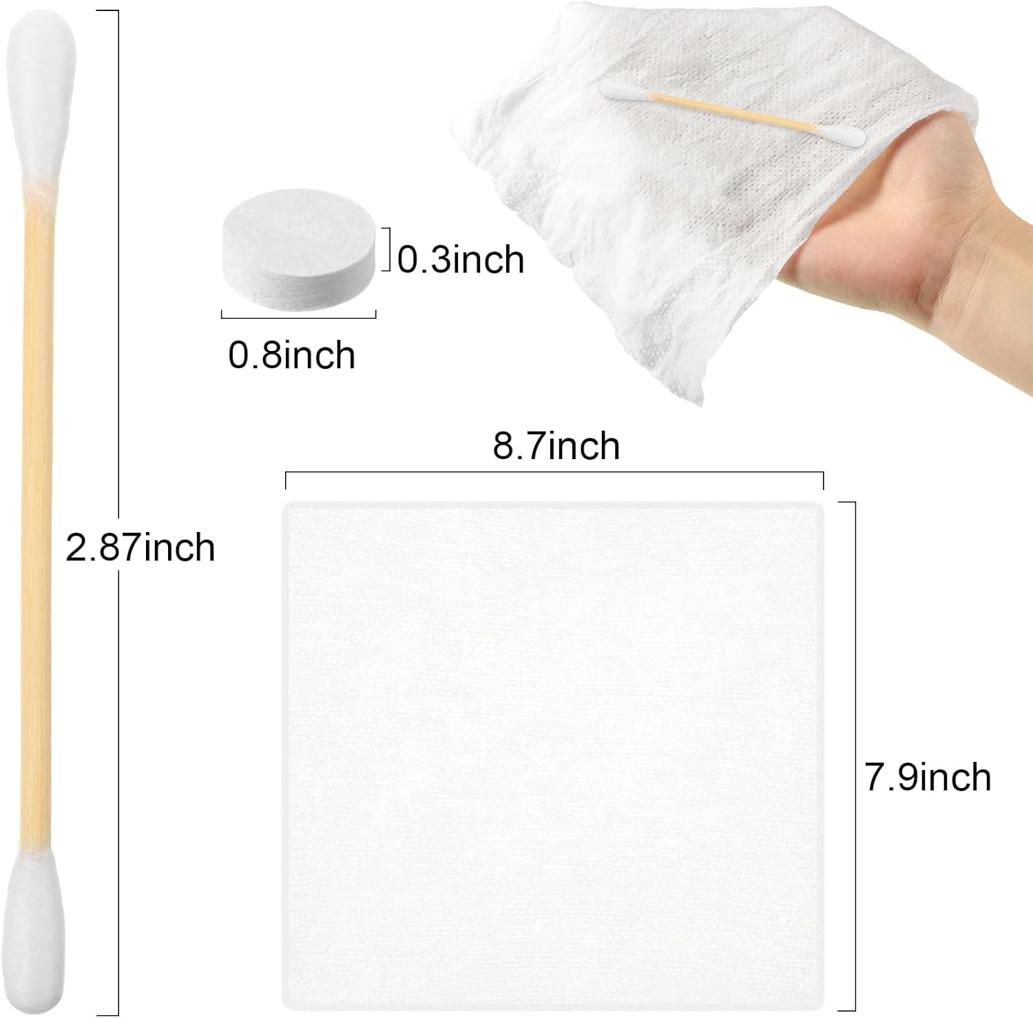 1000 Travel Cotton Swabs Individually Packaged Double Headed Cotton Swabs and 200 Compressed Towels Portable Disposable Mini Compressed Towels Suitable for Travel Hotel Makeup Care image number 2