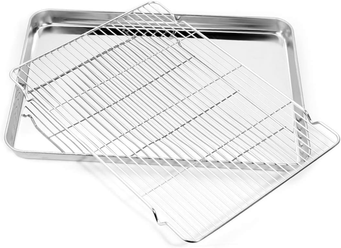 Baking Sheet and Cooling Rack Set, Stainless Steel Commercial Grade Cookie Sheet and Rack Set, 12.5 X 10 X 1 Inch, Healthy & Nontoxic & Rustproof & Easy Clean & Dishwasher Safe image number 5