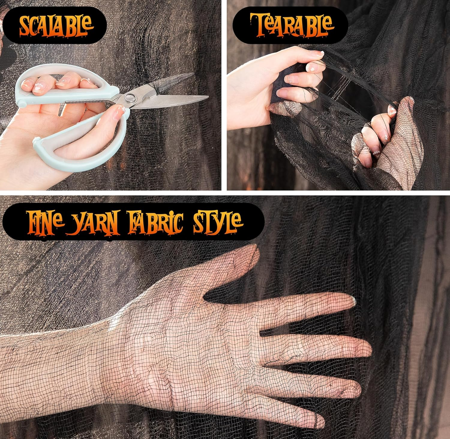 197" X 85" Halloween Creepy Cloth - Halloween Spooky Fabric Cloth - Scary Gauze Blood Creepy Cloth for Haunted House Halloween Party Yard Wall Doorway Outdoors Decoration image number 6