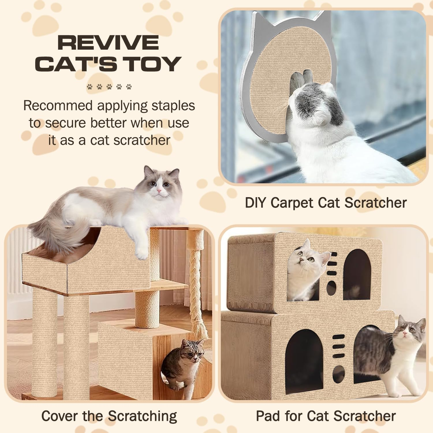 200 Cm X 40 Cm Cat Scratching Boards, Self-Adhesive Scratching Mat, Climbing Cat Scratcher, Scratching Mat for Cats, Scratch Protection, Cat Scratching Mat for Protects Carpets, Sofa, Furniture image number 2