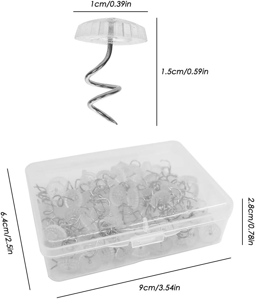 Yucool 100 Pcs Bed Skirt Pins, Twist Pins with Clear Heads for Upholstery,Slipcovers Bedskirts,Sofa image number 5