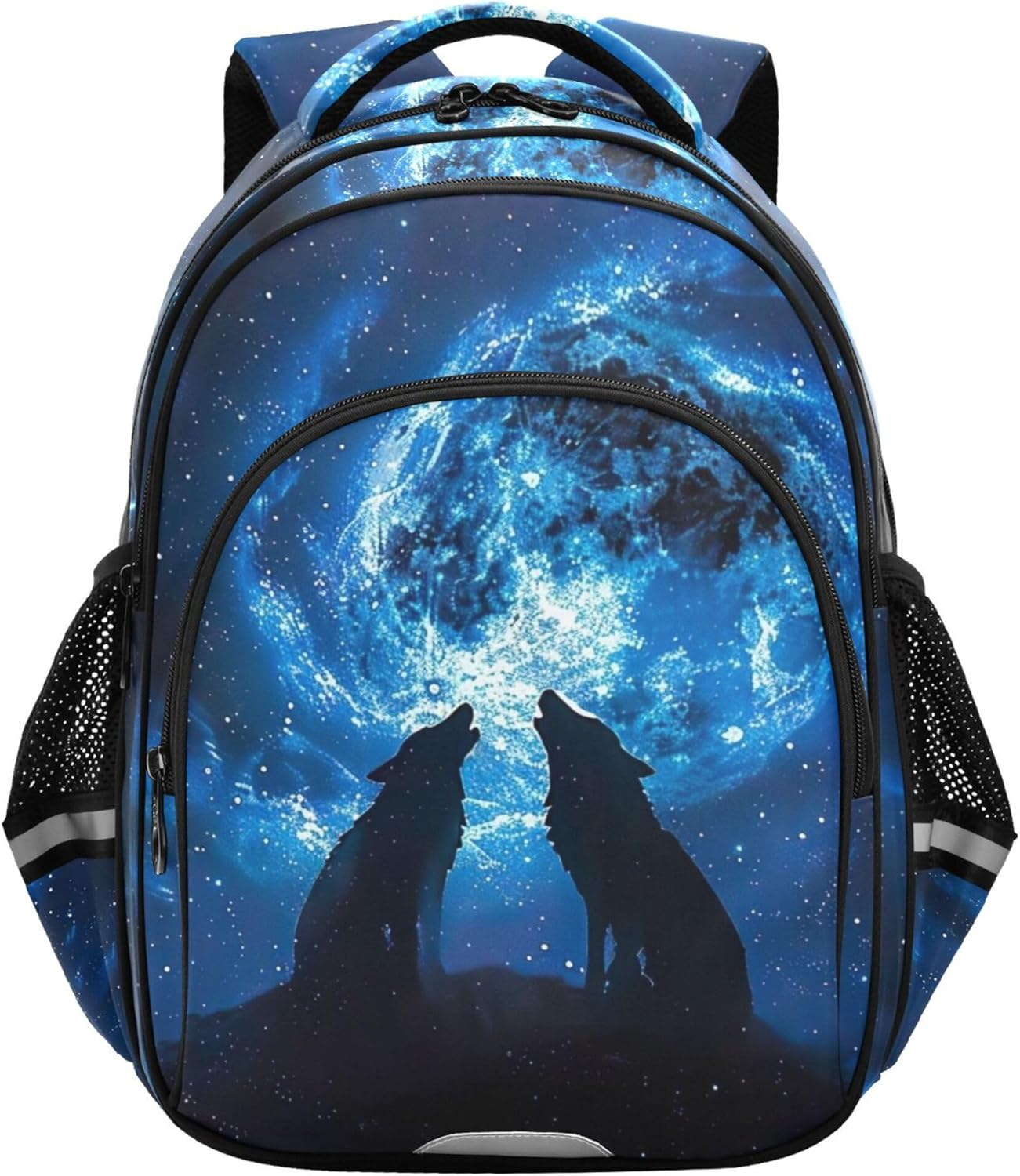 Wolves Howling Moon Night Kids Backpack Girls Boys Custom School Bag Lightweight Bookbag Animal Print image number 2