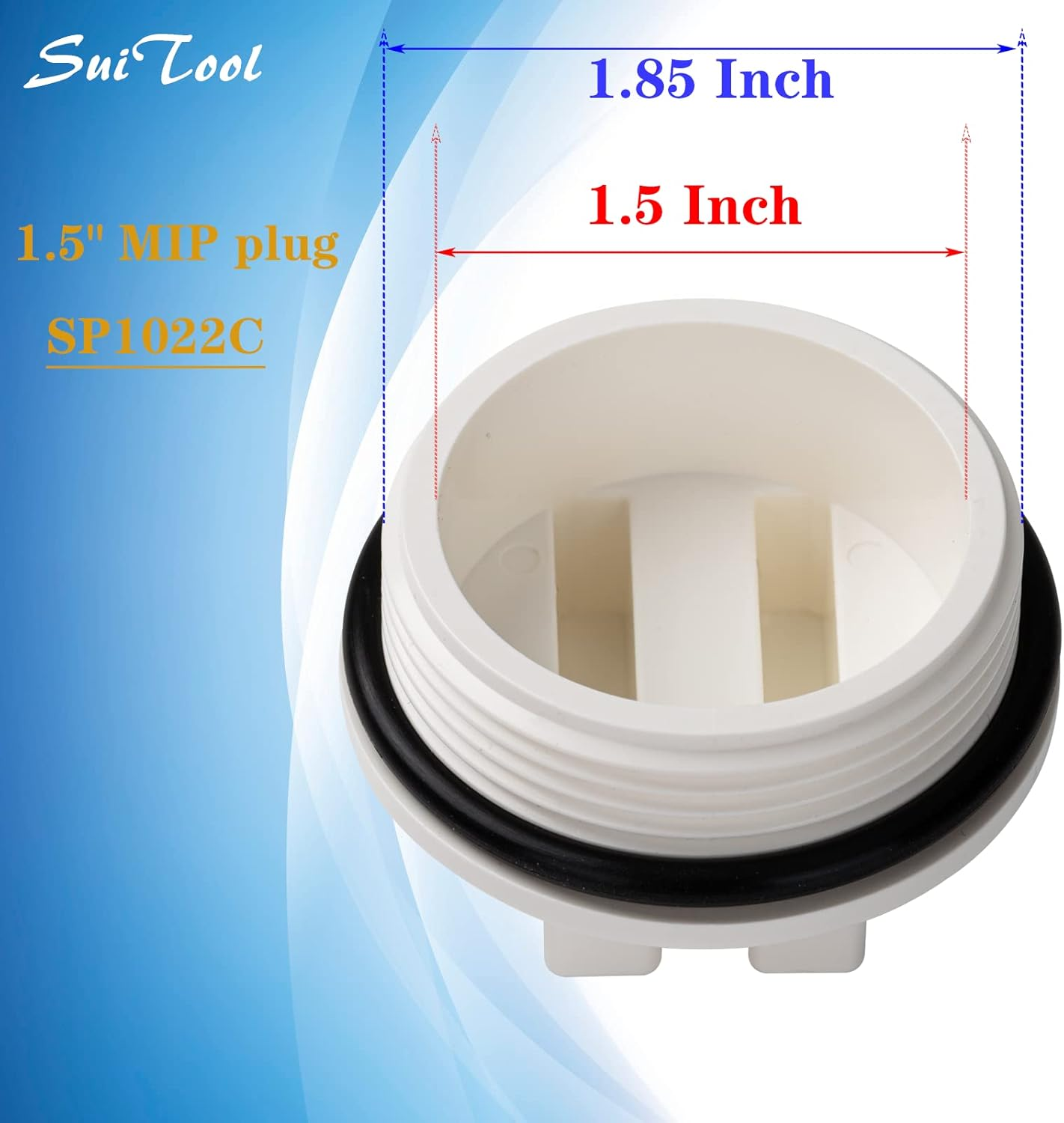 1-1/2" Threaded Pool Filter Drain Plug Cap Winterizing Plug, SP1022C with O-Ring Replacement for Pentair, Hayward, Sta-Rite Pool Filter Darin Plug (2 Pack) image number 5