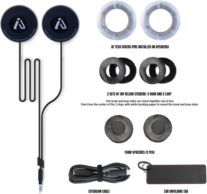 High Def Xsound 4 Helmet Speakers - Motorcycle Snowboard Helmet Speakers - Works with Most Comms with Earbud Ports &ndash; Includes Accessories for Install image number 3
