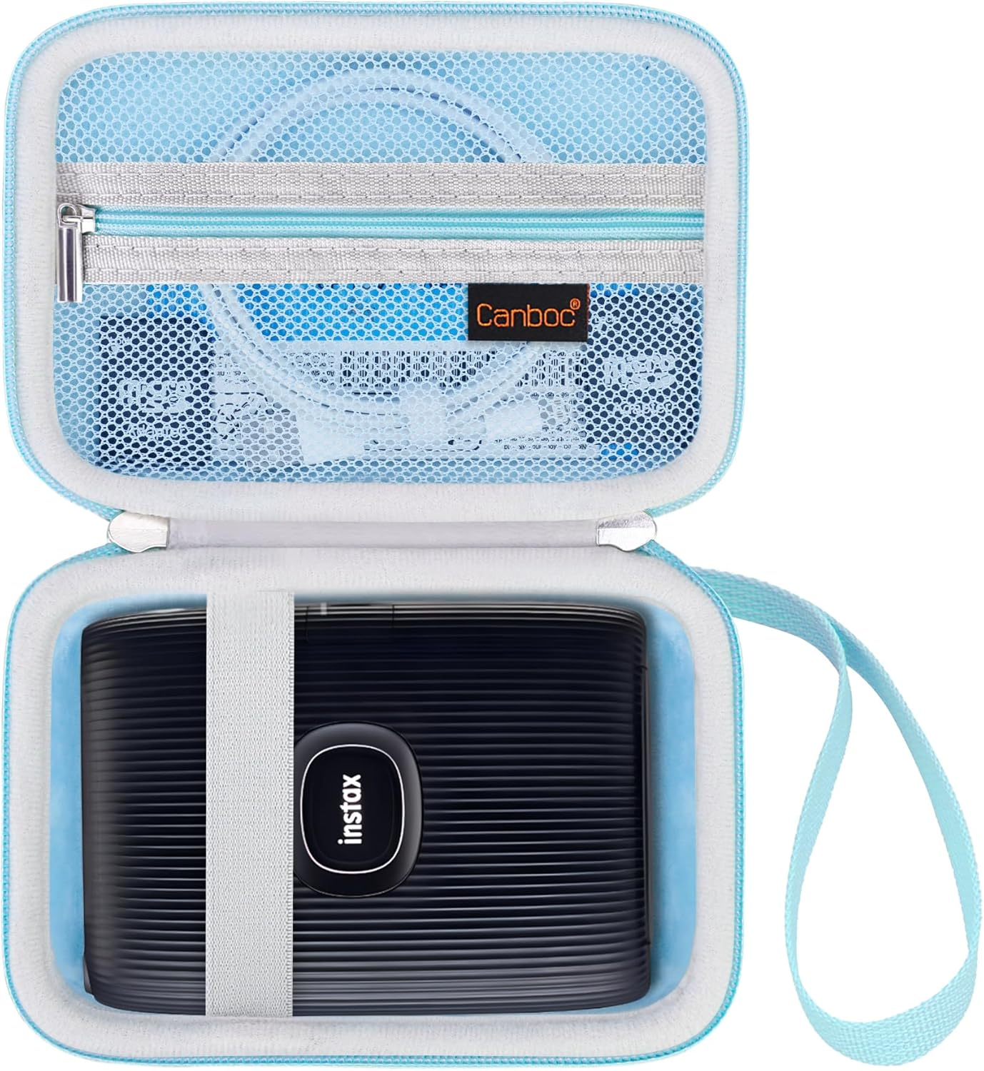 Canboc Hard Case for Fujifilm Instax Mini Link 3/ Fujifilm Instax Mini Link 2/ Instax Mini Link Smartphone Printer, Mesh Pocket Fit Instax Mini Instant Film and Cable, Soft Pink