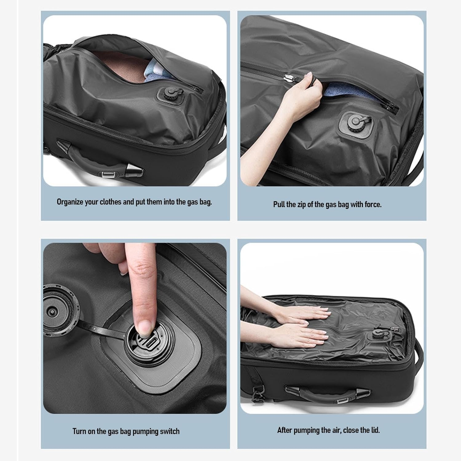 MENDUNER Vacuum Compression Travel Backpack, 40L-60L Expandable Luggage Backpack with Wheels USB Charging Port, Water Resistant Compression Bag for Flight Business Air Travel image number 1